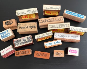 Choice of Vintage Wood Mounted Rubber Stamps