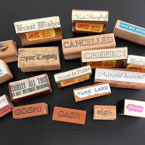 Choice of Vintage Wood Mounted Rubber Stamps