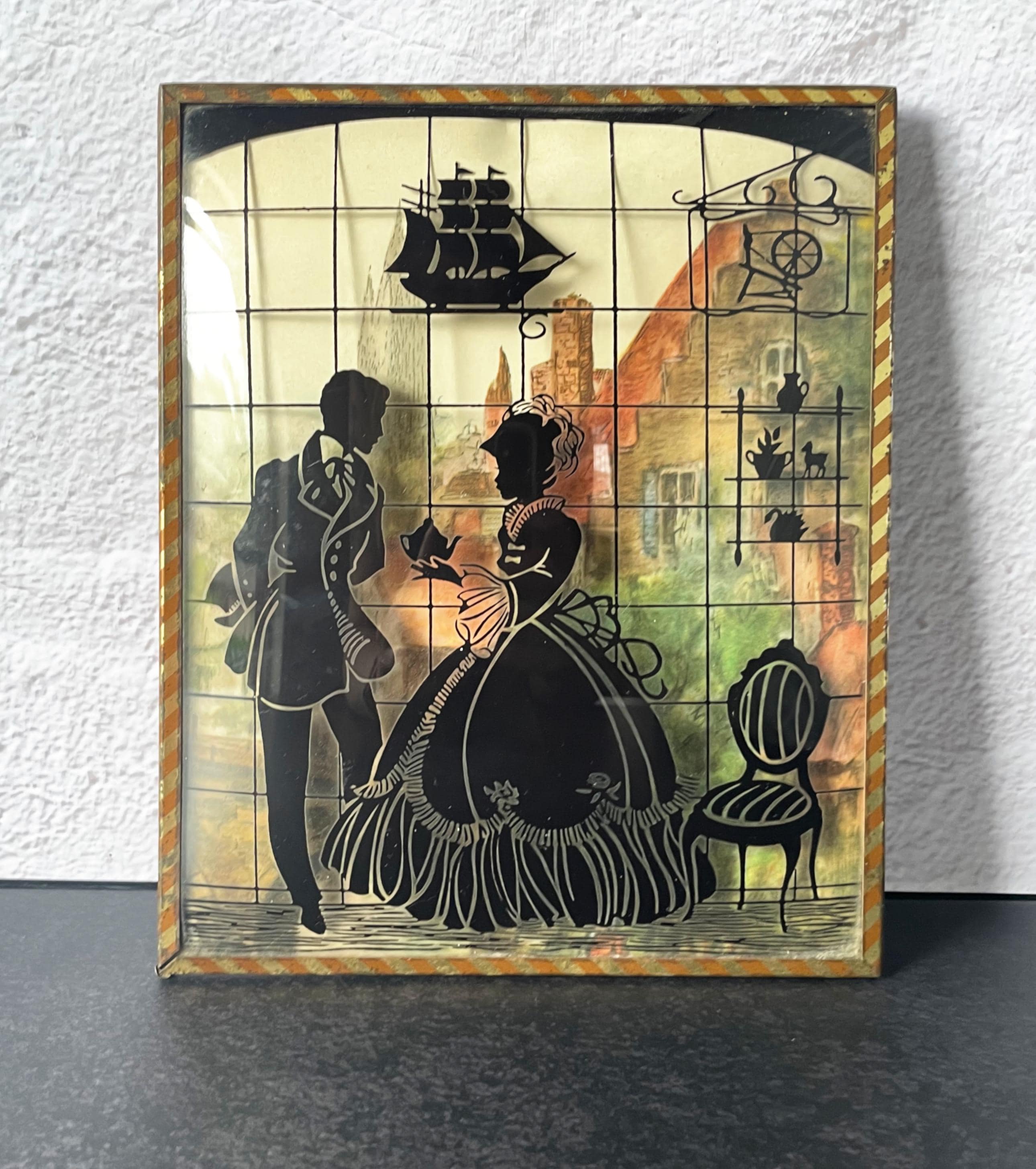 Reverse Painted Glass Picture Frame Vintage - Etsy