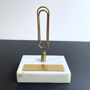 Vintage Brass Paperclip Memo Holder with Marble Base
