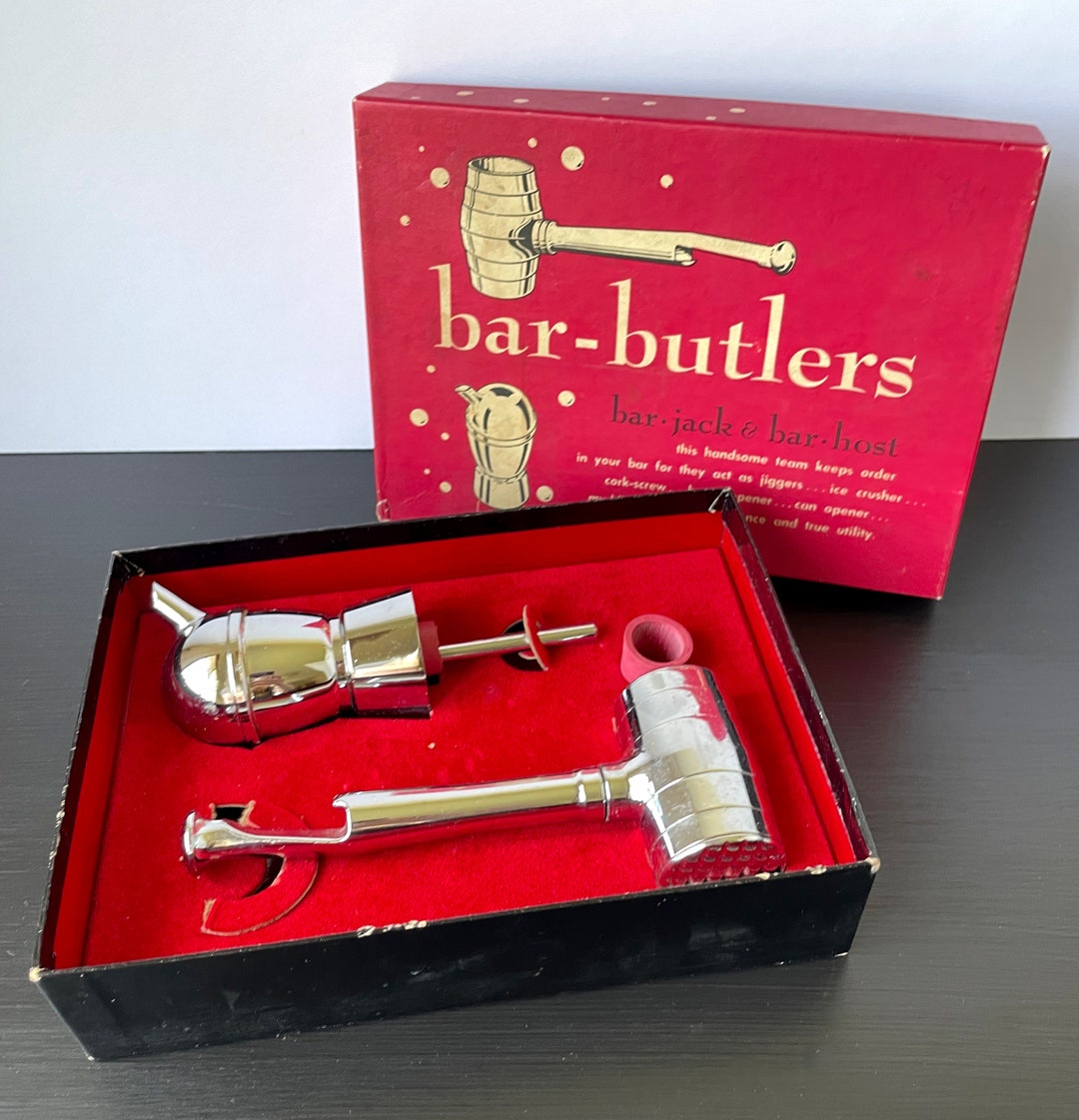 Vintage Barbutlers Bar Tools Set Etsy