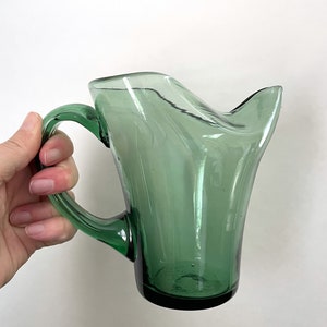 Vintage Green Art Glass Pitcher
