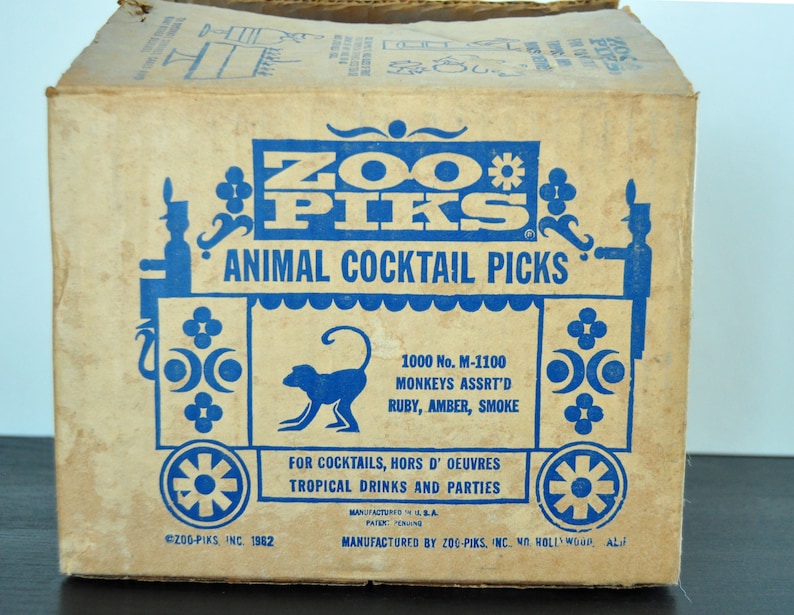 Vintage Monkey Zoo Piks Animal Cocktail Picks Cocktail Etsy
