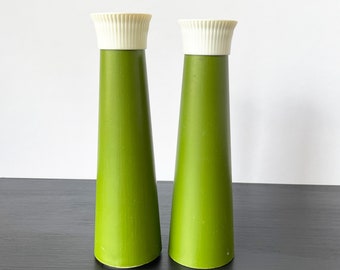 Vintage Green Plastic Salt and Pepper Shaker Set