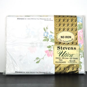 Vintage Stevens Percale Floral Pillowcases, NOS