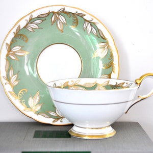 Vintage Aynsley Green and Gold Bone China Teacup