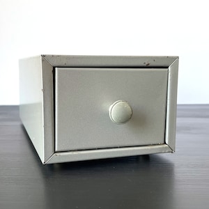 Vintage Lit Ning Metal Card File Box