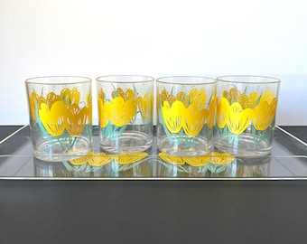 Vintage Plastic Floral Cup Set with Tray