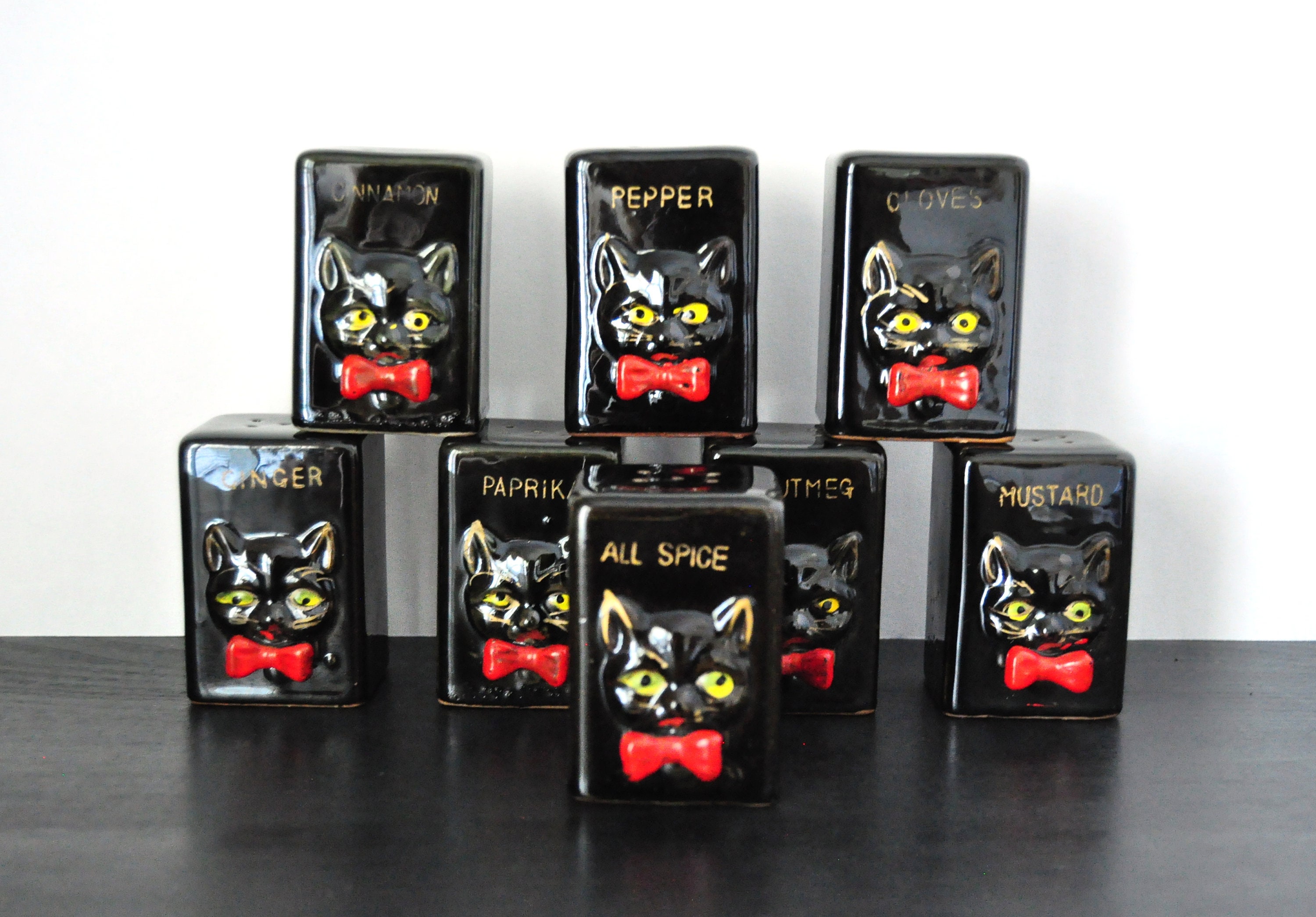 Vintage Shafford Black Cat Spice Shaker Set - Etsy