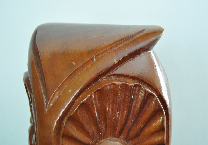 Large Vintage MCM Wooden Owl Sculpture