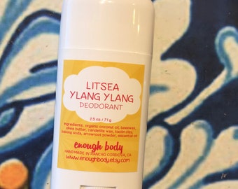 Litsea Ylang Ylang Natural Deodorant Stick ~ Aluminum Free Deodorant ~ Essential Oil Deodorant