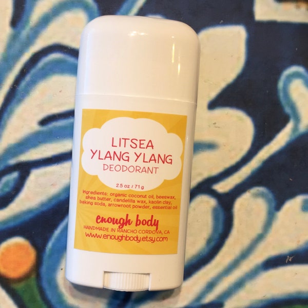 Litsea Ylang Ylang Natural Deodorant Stick ~ Aluminum Free Deodorant ~ Essential Oil Deodorant