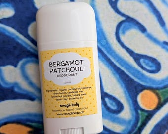 Bergamot Patchouli Natural Deodorant Stick ~ Aluminum Free Deodorant ~ Essential Oil Deodorant