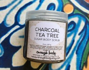 Activated Charcoal Tea Tree Sugar Scrub ~ Body Scrub ~ Exfoliating Scrub ~ Body Polish ~ Emulsified Scrub