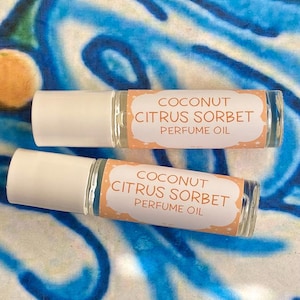 Coconut Citrus Sorbet Perfume Oil ~ Roll on Oil ~ Vegan Perfume ~ Roll on Perfume ~ Fragrance Oil