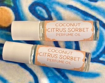 Coconut Citrus Sorbet Perfume Oil ~ Roll on Oil ~ Vegan Perfume ~ Roll on Perfume ~ Fragrance Oil