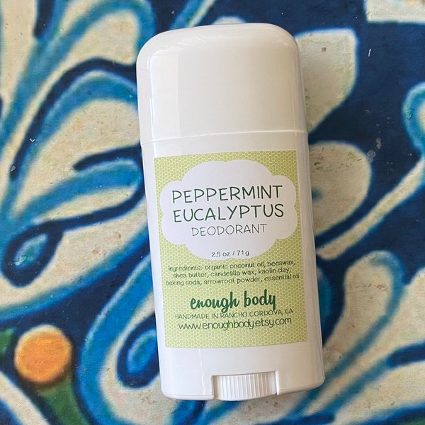 Peppermint Eucalyptus Natural Deodorant Stick ~ Aluminum Free Deodorant ~ Essential Oil Deodorant