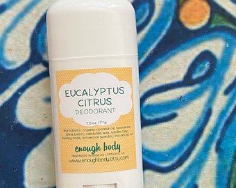 Eucalyptus Citrus Natural Deodorant Stick ~ Aluminum Free Deodorant ~ Essential Oil Deodorant