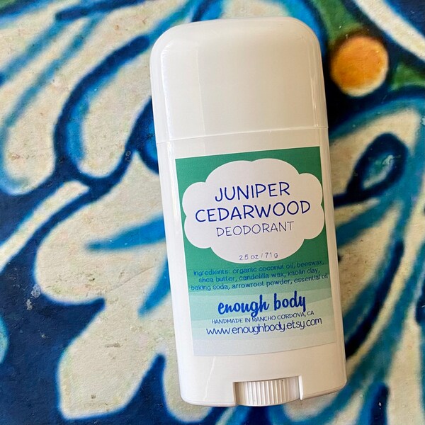 Juniper Cedarwood Natural Deodorant Stick ~ Aluminum Free Deodorant ~ Essential Oil Deodorant