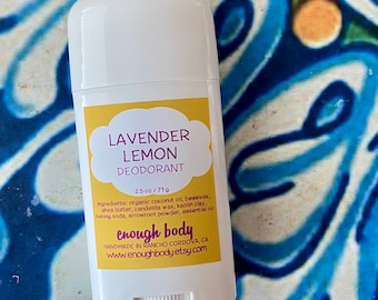 Lavender Lemon Natural Deodorant Stick ~ Aluminum Free Deodorant ~ Essential Oil Deodorant