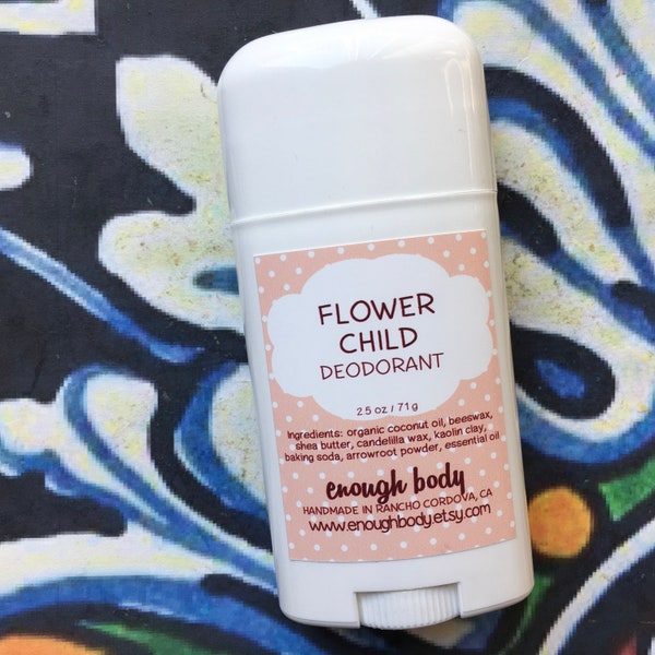 Flower Child Natural Deodorant Stick ~ Aluminum Free Deodorant ~ Essential Oil Deodorant