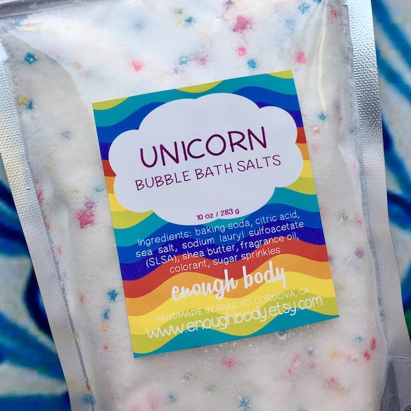 Sales de baño de burbujas Unicorn ~ Sales espumosas ~ Chispas de baño ~ Sales de burbujas ~ Baño de burbujas ~ Sales efervescentes ~ Polvos de baño de burbujas