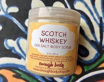 Scotch Whiskey Sea Salt Scrub ~ Body Scrub ~ Exfoliating Scrub ~ Body Polish ~ Sea Salt Body Scrub ~ Emulsified Scrub