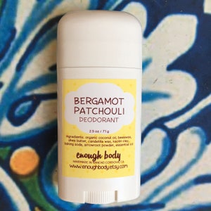 Bergamot Patchouli Natural Deodorant Stick ~ Aluminum Free Deodorant ~ Essential Oil Deodorant