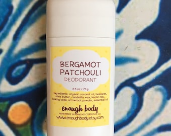 Bergamot Patchouli Natural Deodorant Stick ~ Aluminum Free Deodorant ~ Essential Oil Deodorant