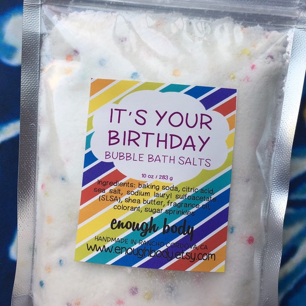 It's Your Birthday Bubble Bath Salts ~ Foaming Salts ~ Bath Sprinkles ~ Bubble Salts ~ Bubble Bath ~ Fizzing Salts ~ Bubble Bath Powder