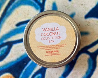 Vanilla Coconut Solid Lotion Bar ~ Body Bar ~ Massage Lotion Bar ~ Cuticle Cream