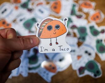 Taco Sticker | Laminated Printed Sticker | Kawaii Sticker | Water Bottle Sticker | Car Sticker | Bumper Sticker | Food | Taco Tuesday