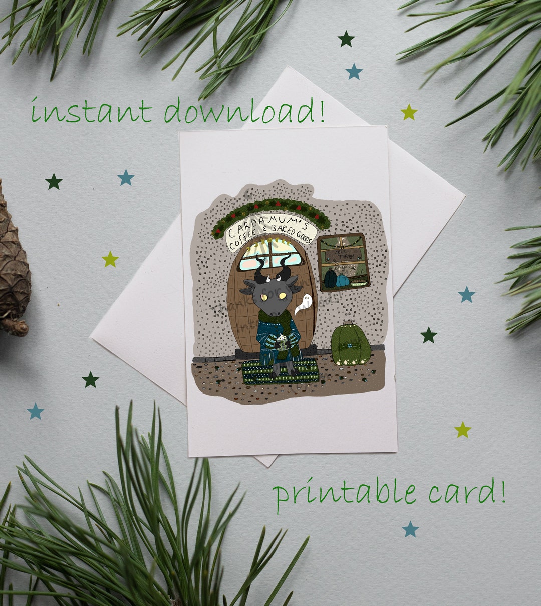 Printable Yule Card. Winter Solstice. Instant Download. 5x7 Inches ...
