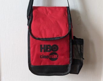 Vintage 90s HBO Cinemax Insulated Soft Cooler Lunchbox with Strap and Drink Holder