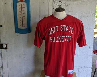 Vintage 80s Ohio State University Buckeyes OSU football Jersey Shirt 3/4 Sleeve XL