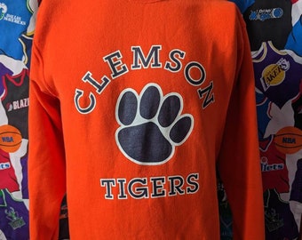 Vintage 80s 90s Clemson Tigers Crewneck Sweatshirt Soffe Heavy Sweats Adult Medium Made in USA