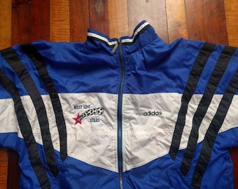 Vintage 90s Adidas Westside Stars Soccer Jumper Lined Windbreaker Zip Up Large