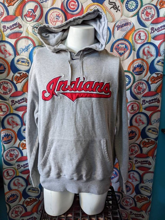 Vintage Nike Center Check Hoodie Cleveland Indians MLB 