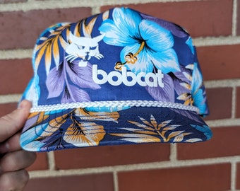 Vintage 80s 90s Bobcat Snapback Corded Hat Floral Print San Sun