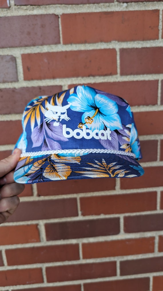 Vintage 80s 90s Bobcat Snapback Corded Hat Floral 