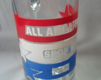 Vintage 70s 80s 90s USA All American Sports Fan Beer Glass Drinkware Stein