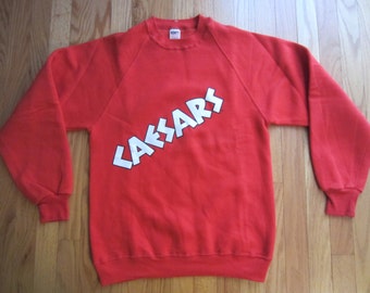 Vintage 80s 90s Caesar's Palace Casino Crewneck Sweatshirt Red Las Vegas Made in USA