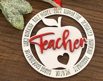 Gift for Teacher, Teacher Ornament, Christmas Ornament, Teachers Gift, Teacher Appreciation, Personalized Ornament, 2023 Ornament