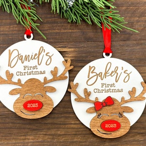 Baby's First Christmas Ornament, Personalized Baby Ornament, Custom Reindeer Ornament, Ornament for Baby, 2023 Ornament, Baby Shower