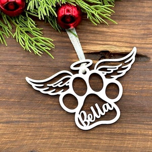 Personalized Dog Memorial Ornament Handmade, Custom Angel Wings Paw Print Ornament for Dog Passing, Loss of Dog Gift for Men, Remembrance