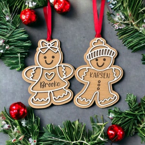 Personalized Gingerbread Ornament Handmade, Custom Kids Names Christmas Ornaments, Cute Gingerbread Stocking Name Tags, Reusable Gift