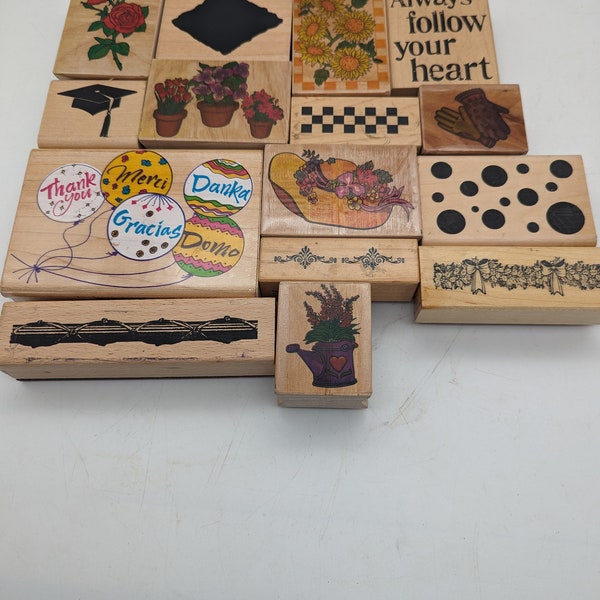 Lot of 15 rubber stamps-destash-new and used