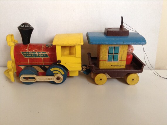 vintage fisher price wooden train