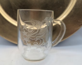 Vintage Disney 25 year celebration clear glass mug