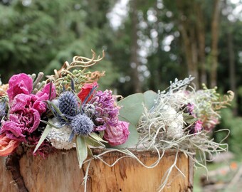 custom bridal crown, mauve bridal crown, rust bridal crown, pink flower crown, rustic bridal crown, woodland flower crown, thistle crown